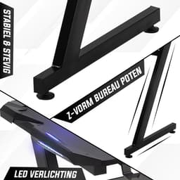 Bayt Game Bureau - Gaming Bureau - Gaming desk - Game Bureau met LED - Computer Tafel - 120 x 60 x 75 cm - Zwart — thumbnail 2