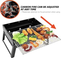 Barbecue Grill - Inklapbare Houtskool Grill - Roestvrijstaal - Draagbaar - Zwart — thumbnail 2