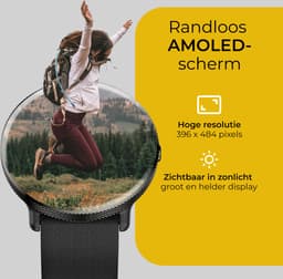 DynaBright AMOLED Smartwatch Dames en Heren - 1x RVS en 1x Siliconen Bandje - Zwart en Goud - Geschikt voor iOS (Apple) & Android - Stappenteller en Hartslagmeter — thumbnail 2