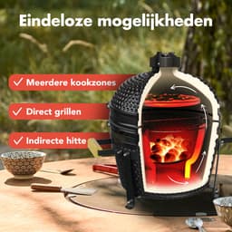KitchenBrothers Kamado BBQ - 16 Inch Houtskool Barbecue - 34⌀ cm - PFAS-vrij - Deluxe Set - Egg BBQ met Accessoires - Vaderdag Cadeau - Zwart — thumbnail 5