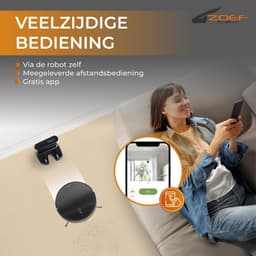 Zoef Robot - Robotstofzuiger Jannie 4.0 2 in 1 - Stofzuigen en dweilen tegelijk - Robotstofzuiger met dweilfunctie - met App - Robotstofzuiger met laadstation - Robot stofzuiger — thumbnail 3