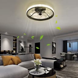 Kristallen LED Ventilator - Smart Lamp - 6 Standen - Dimbaar - Zwart - Crystal Ventilator Lamp - Woonkamerlamp - Moderne lamp — thumbnail 1