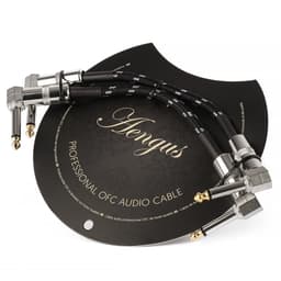 2 stuks Áengus Black Tweed patchkabel - 6.35mm mono jack plug haaks/haaks - 15 cm — thumbnail 3