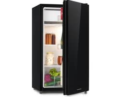 Klarstein Koelkast Luminance Frost - Capaciteit: 91 Liter - Energie-efficiëntieklasse E - Crispvak - 2 Glazen schappen - 3 Deurvakken - Temperatuurinstelling: 7 Standen - Zwart - voor Keuken - Compact - Mini Fridge - Compact Koelkast