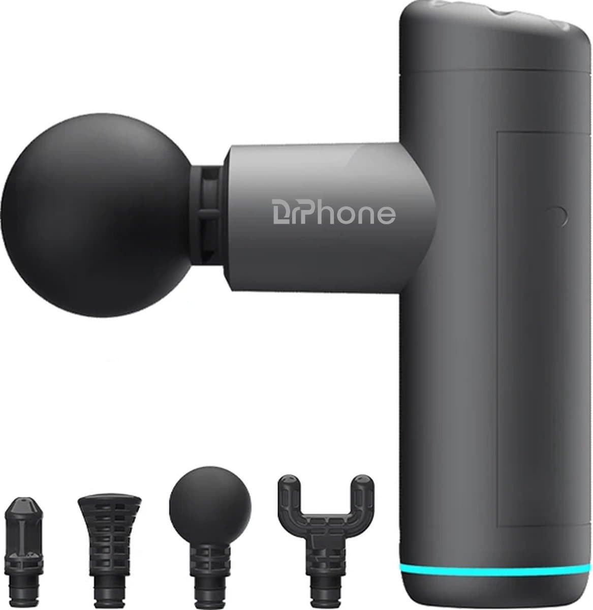 DrPhone CalmPulse – Mini Draagbare MassageGun – Ontspanning – Massage – Met Vier Standen – Met Drie Snelheden - Fitness Spier Massage – Donker grijs — afbeelding 1