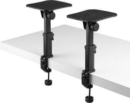 Vonyx SMS32 speaker standaard set - voor studio monitors - met tafelklem - in hoogte verstelbaar - zwart — thumbnail 1