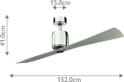Plafondventilator met verlichting - Ferron - 60in / 152cm fan - gepolijst nikkel — thumbnail 4