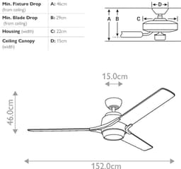 Plafondventilator met verlichting - Zeus - 60in / 152cm ventilator - wit — thumbnail 5