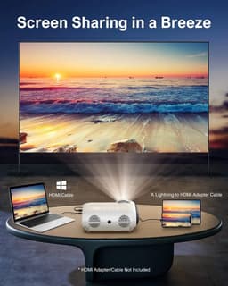 Thuisbioscoop set - 10.000 Lumen - 89cm tot 305cm Breedscherm - Mini Beamer met WiFi - Handmatig projectiescherm - Surround set Home Cinema - Projector - Mini beamer - Mini projector - Thuisbioscoop - Filmpakket — thumbnail 2