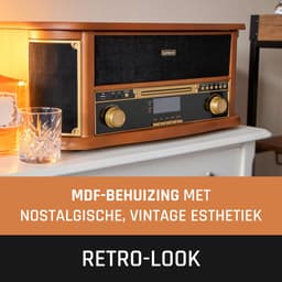 Classic Phono Retro Platenspeler - Bluetooth - Auto-stop - DAB Radio CD en Cassettespeler - TCD-2571WD - Hout — thumbnail 4