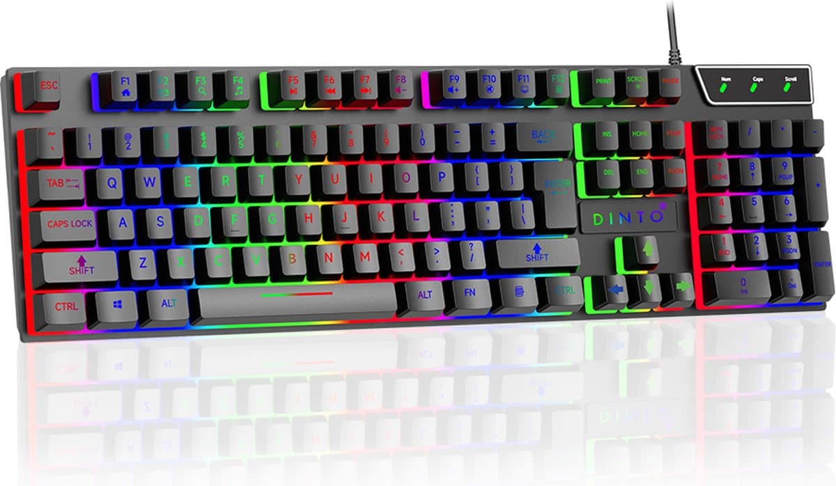 DINTO® Gaming Toetsenbord - Gaming keyboard - Led RGB - QWERTY - Zwart — afbeelding 1
