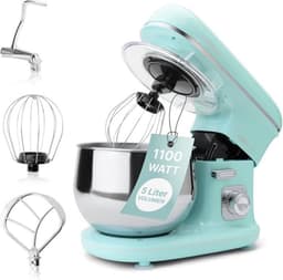 Luxe Roterende Deegmachine – Multifunctionele Deegmixer – Kneedmachine – Inclusief Spatdeksel & Navulopening – 1100W – RVS – Mint — thumbnail 1