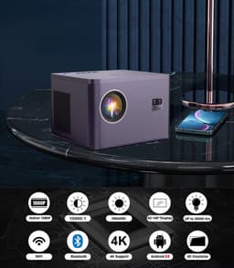 Projector - native Full HD - 4K support - 550 ANSI Lumen - HDMI - WIFI - Smartphone - Android 9.0 - contrast 10000:1 - auto focus - Home cinema - Beamer — thumbnail 5