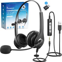 DynaBright Headset met Microfoon - Computer Headset - Koptelefoon met Microfoon - Headset - Laptop - Koptelefoon - 3.5mm - USB/USB-C — thumbnail 1