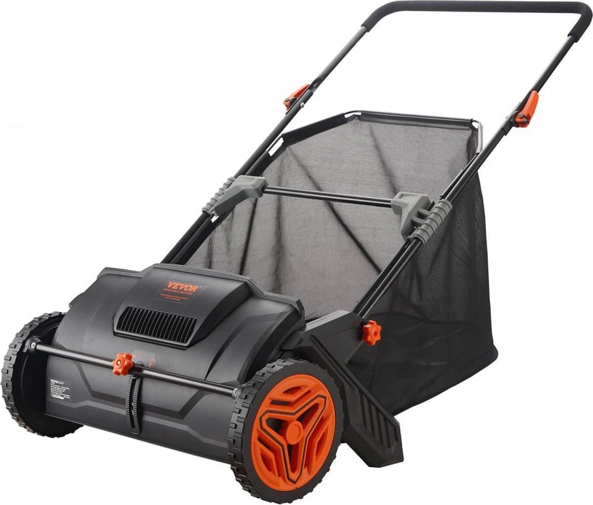 handgrasmaaier 53,5cm veegbreedte handgrasmaaier 99L capaciteit van de opvangmand kooimaaier 112x67x90cm handkooimaaier verstelbaar voor het opvegen van bladeren, gemaaid gras, kleine takken — afbeelding 1