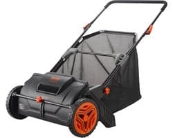 handgrasmaaier 53,5cm veegbreedte handgrasmaaier 99L capaciteit van de opvangmand kooimaaier 112x67x90cm handkooimaaier verstelbaar voor het opvegen van bladeren, gemaaid gras, kleine takken