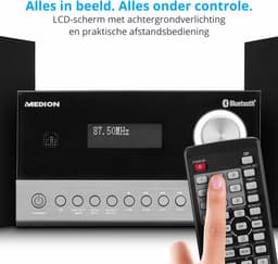 MEDION E64088 Micro Audio Systeem Compact Systeem (DAB+, CD speler. PLL FM-radio, Bluetooth, USB-aansluiting, sleeptimer, MP3, LCD-scherm met 12/24-uurs weergave) — thumbnail 4