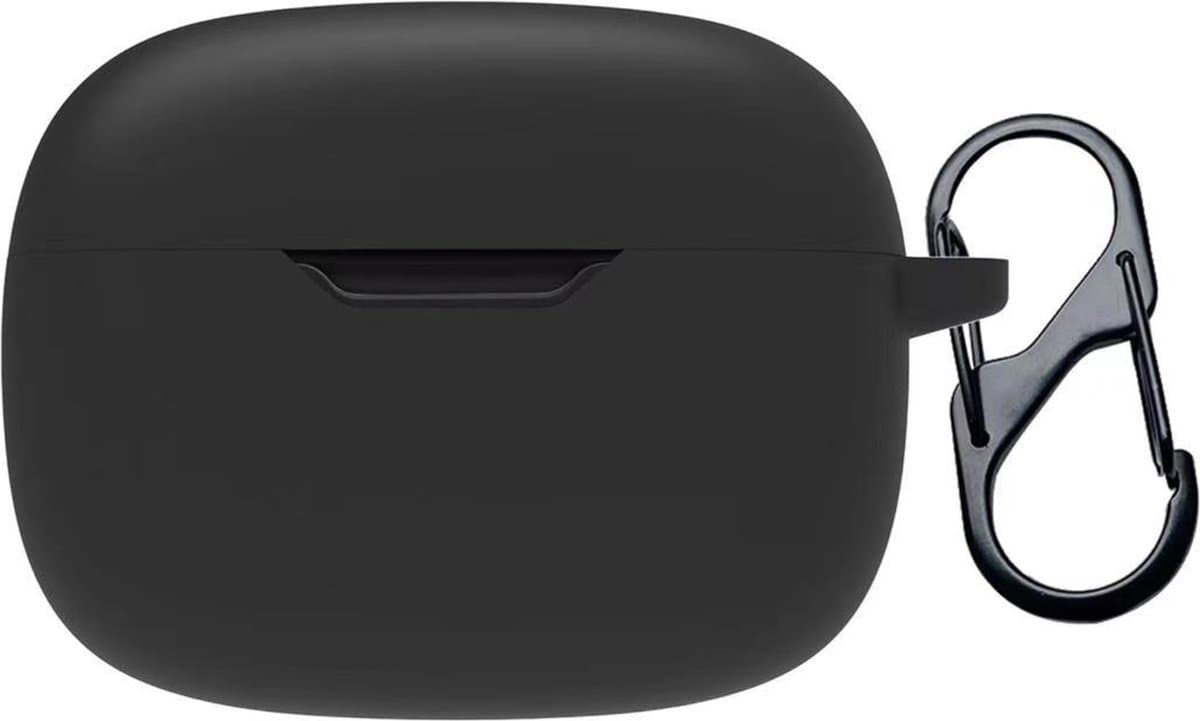 Somstyle Hoesje met Clip Geschikt voor JBL Wave Beam / Beam 2 / Wave 200TWS - Siliconen Case Cover voor Draadloze Oordopjes - Zwart — afbeelding 1