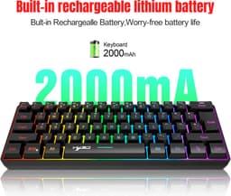 HXSJ L500 - Draadloze Gaming Toetsenbord - RGB - Tri mode - Qwerty Toetsenborden - Zwart — thumbnail 5
