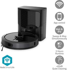 Nedis SmartLife Robotstofzuiger – Laser Navigatie – Mapping – Dweilfunctie – 240 min – WiFi App – 0,6L – Zwart — thumbnail 4