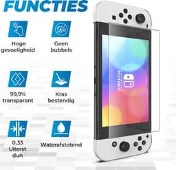 Screenprotector geschikt voor Nintendo Switch OLED - Tempered Glass - 2 stuks - Transparant — thumbnail 2