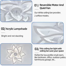 10 Lotus Ventilator Lamp - Plafondventilator - Smart Lamp - Met Dimmer - 3 Standen Ventilator - Keuken Lamp - Woonkamerlamp - Moderne lamp — thumbnail 2