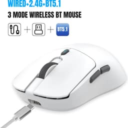 Fuegobird T68 Gaming Muis – 54g Ultra Lichtgewicht – Tri-Mode Draadloos – 12000 DPI – USB-C Oplaadbaar – Ergonomisch – Wit — thumbnail 2