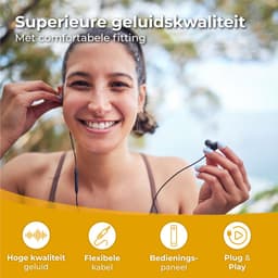 Nuvance Oortjes met Draad - 3.5mm Jack Aansluiting - Oordopjes met Draad - In-Ear Oortjes met Draad en Microfoon - Zwart — thumbnail 2
