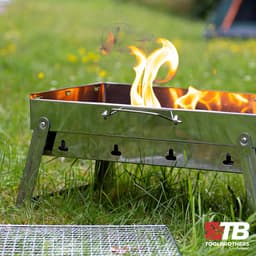 Toolbrothers Outdoor draagbare houtskool barbecue van roestvrij staal voor kamperen, montage zonder gereedschap 43 x 29 x 23 cm Zilver Smoker BBQ Pit Grill — thumbnail 4