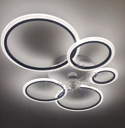 5 Ring Ventilator | Moderne Ringen LED Ventilator | Smart Lamp | 70 cm | Zwart | Bedienbaar Met Afstandsbediening & APP | Kroonluchter | Moderne Ventilator Licht — thumbnail 3
