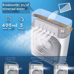 Mini Airco - Aircooler - Luchtkoeler - Airconditioning - Tafel Ventilator - Luchtbevochtiger - 600ml - Luchtverfrisser - Aroma Diffuser — thumbnail 3