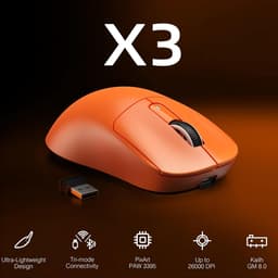 ATTACK SHARK Draadloze Gaming Muis - Wired/2.4G/BT5.4 - Lichtgewicht 49G - PAW3395 - 26000DPI - Oranje — thumbnail 2