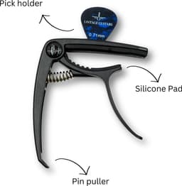 Stevige universele 3 in 1 Capo - Capo met plectrum houder - Brugpin puller - Gitaar - Elektrische gitaar - ukulele - Mandoline — thumbnail 2