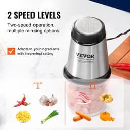 Bolmans - Elektrische Foodprocessor - Keukenmachine - Vleesmolen - Keukenrobot - Gehaktmolen - Multifunctioneel - 1200ml - 3000tpm + 4000tpm - 400W - Voor Groente, Vlees etc - Incl. Glazenkom, Mes en Schraper — thumbnail 5
