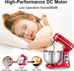 Shoppee 6L Foodprocessor - Keukenmachine - Voedsel Stand Mixer 1200W Dc - Stille Motor - Roestvrijstalen Kom 6-Speed -Crème Ei Garde zweep Deeg Kneader — thumbnail 4