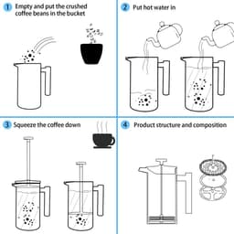 Intirilife koffiepot in SILVER - 1 liter koffiezetapparaat volgens het French press systeem gemaakt van roestvrij staal met roestvrijstalen filter - plunjer koffiezetapparaat koffiepers — thumbnail 2