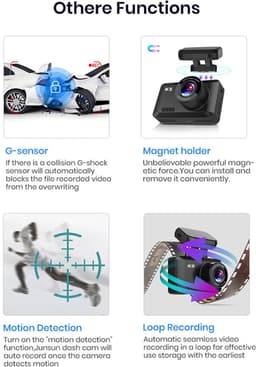 DrPhone D07 – 4K Dash Cam – 170 Graden – Full HD Dashcamera - Met Achteruit Rij Camera– 2.4 Inch – Met Nachtzicht – Zwart — thumbnail 2