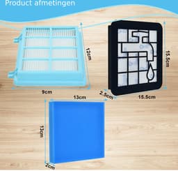 3x Filter set geschikt voor Philips PowerPro Compact & Power Pro Active en City stofzuiger FC8010/01 FC8010/02 - Motor & Uitblaas filter — thumbnail 3