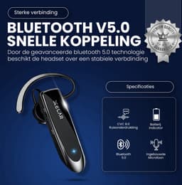 Draadloze Headset - Bluetooth 5.0 oortjes - Handsfree bellen - Oordopjes - 24 uur bellen - Noice Cancelling Microfoon - Zwart — thumbnail 4
