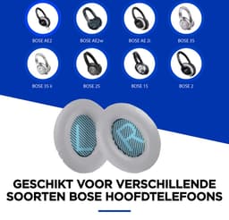 Set Oorkussens geschikt voor Bose QuietComfort 35 ii / 35 / 25 / 15 / 2 / Soundtrue - Soundlink Around-Ear AE2 / AE2W / AE2I - Oorkussens voor koptelefoon - Ear pads headphones grijs / blauw — thumbnail 3