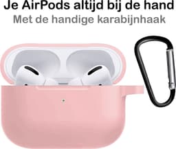 Hoesje - Geschikt voor Apple AirPods Pro 2 - Siliconen Hoes met Clip - Silicone Case Cover - Lichtroze — thumbnail 3