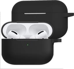 Hoesje Geschikt voor Apple AirPods Pro 2 - Siliconen Hoes met Clip - Silicone Case Cover - Zwart — thumbnail 1