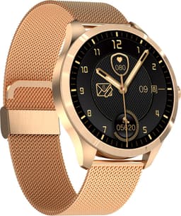 Belesy® Y6 Pro 2022 - Smartwatch Dames - Smartwatch Heren - Android - IOS - Horloge - 1.28 inch - Kleurenscherm - Stappenteller - Bloeddruk - Hartslag - 75+ Wijzerplaten - Sporten - Staal - Goud - Moederdag — thumbnail 1