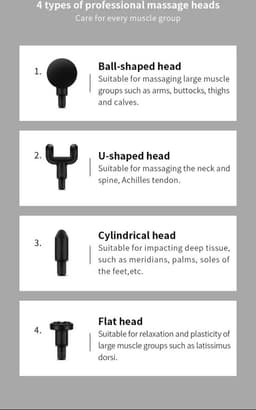 Massage Gun – Cadeau voor hem of haar - Sinterklaas cadeau - Kerst cadeau - Ontspanning Cadeau – Massage Pistool Sport en Relax– 4 opzetstukken – 6 Verschillende Standen – Zwart — thumbnail 2