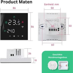 NBAP® Thermostaat voor cv - Draadloos met Wifi - Met App - Zwart — thumbnail 5