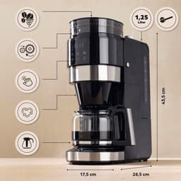 Koffiemachine met Bonen - Volautomatische Koffiemachine - Espressomachine - Koffiezetapparaat Bonen - 900 W - Zwart/Zilver — thumbnail 3