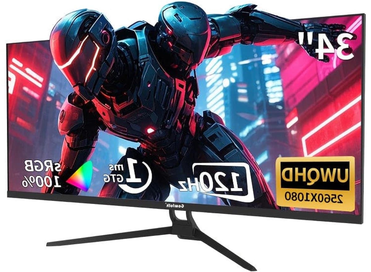 Ultrawide Monitor – Ultrawide Gaming Monitor – Curved Monitor – QHD Monitor – 34 Inch – 120Hz Refresh Rate – IPS Paneel – 2560x1080 Resolutie — afbeelding 1
