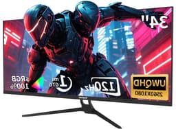 Ultrawide Monitor – Ultrawide Gaming Monitor – Curved Monitor – QHD Monitor – 34 Inch – 120Hz Refresh Rate – IPS Paneel – 2560x1080 Resolutie — thumbnail 1