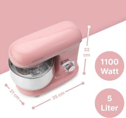 Aura® Mixer met mengkom - Mixer - Mixer met mengkom keukenmachine - Roze - 21cm x 35cm x 32cm — thumbnail 2
