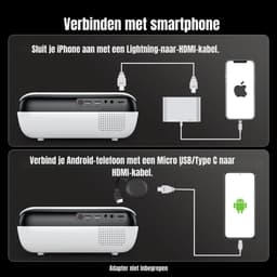 Zyrex® Mini beamers - Projector - Mini beamer - Wit/Black -‎ 21cm x 10cm x 10cm — thumbnail 5